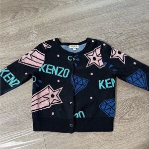 Kenzo Kids Black, Pink, and Blue Star Cardigan